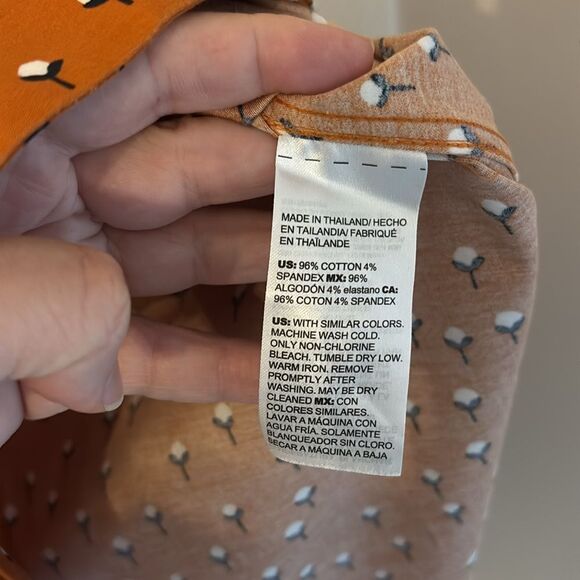 Chico's Tops Orange Burnt Cotton Flower Button Down Shirt women blouse size 16! - Picture 10 of 11